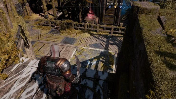 Turn left and walk along the wooden structure to the next area - God of War Ragnarok: Althjofs Rig, Svartalfheim - secrets, collectibles - Svartalfheim - God of War Ragnarok Guide