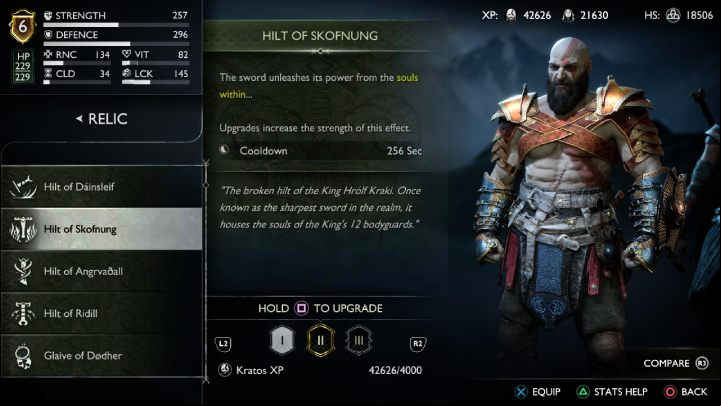 When activated, Hilt of Skofnung summons several spectral swords that attack nearby opponents - God of War Ragnarok: Relics and Hilts - Character development - God of War Ragnarok Guide