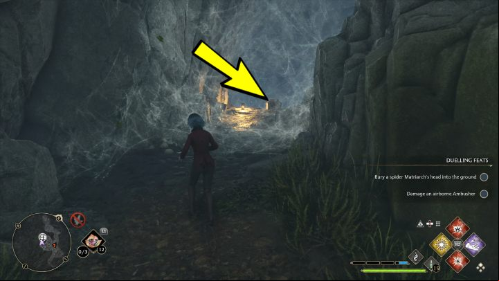 The first chest is on the left side of the cave - Hogwarts Legacy: Marunweem Lake - Collection Chests - Collection Chests - Hogwarts Legacy Guide