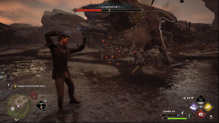 The second phase of the fight isn't too different from the first one, but the opponent is faster and attacks more frequently - Hogwarts Legacy: San Bakars Trial - Main quests - Hogwarts Legacy Guide