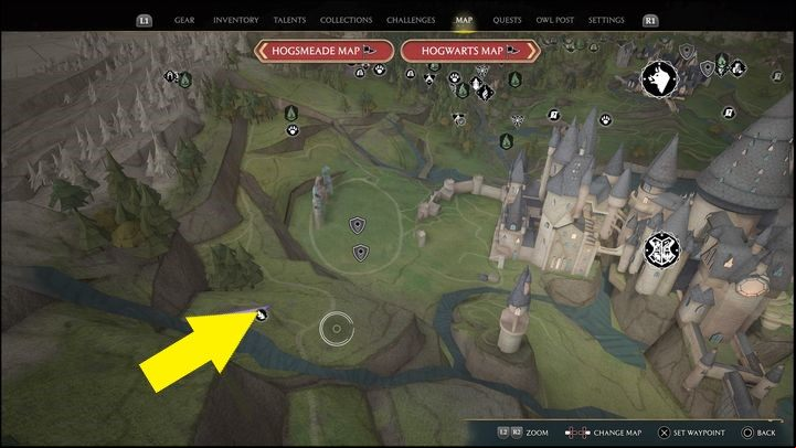 Interactive Map: Merlin Trial - South Hogwarts Region #14 - Hogwarts Legacy: South Hogwarts Region - all Merlin Trials - Merlins Trials - Hogwarts Legacy Guide