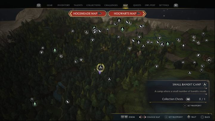 Chest #2 from this region is in a bandit camp in the middle of the forest - Hogwarts Legacy: Forbidden Forest - Collection Chests - Collection Chests - Hogwarts Legacy Guide