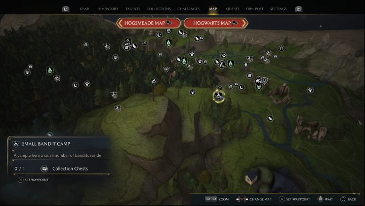 This one can be found in a bandit camp not far from Upper Hogsfield Floo Flame - Hogwarts Legacy: Forbidden Forest - Collection Chests - Collection Chests - Hogwarts Legacy Guide