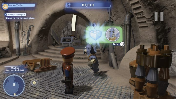 Talk to the quest giver and accept the task - LEGO Skywalker Saga: Wupiupi Whoopee - walkthrough - Tatooine - Mos Espa - LEGO Skywalker Saga Guide
