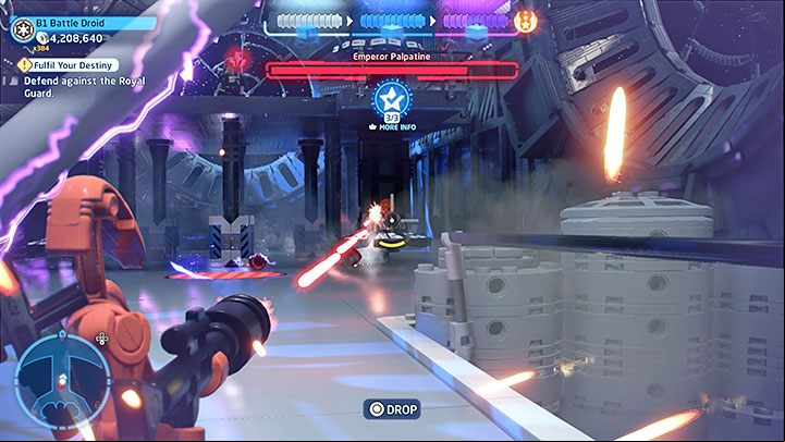 The level is consisted of two boss fights, the first of which being against Darth Vader - LEGO Skywalker Saga: Fulfill Your Destiny - walkthrough - Episode 6 - Return of the Jedi - LEGO Skywalker Saga Guide