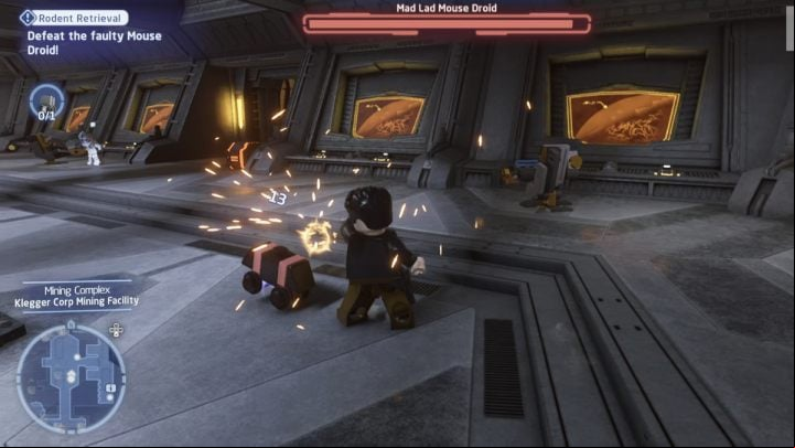 Follow the droid and damage it with melee and ranged weapons - LEGO Skywalker Saga: Rodent Retrieval - walkthrough - Tatooine - the desert of Jundland - LEGO Skywalker Saga Guide