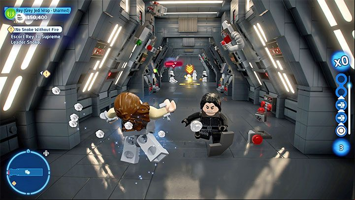 There are 3 challenges appearing in this level - LEGO Skywalker Saga: No Snoke Without Fire - walkthrough - Episode 8 - The Last Jedi - LEGO Skywalker Saga Guide