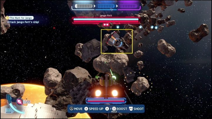 When fighting in outer space, you can destroy the elements that will give you another part for the minikit - LEGO Skywalker Saga: Attack of the Clones - collectibles and rewards, list of all - Minikits - LEGO Skywalker Saga Guide