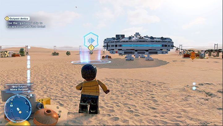 After watching the new cut-scene, head towards the age where the gate used to be - LEGO Skywalker Saga: Low Flying Garbage - walkthrough - Episode 7 - The Force Awakens - LEGO Skywalker Saga Guide