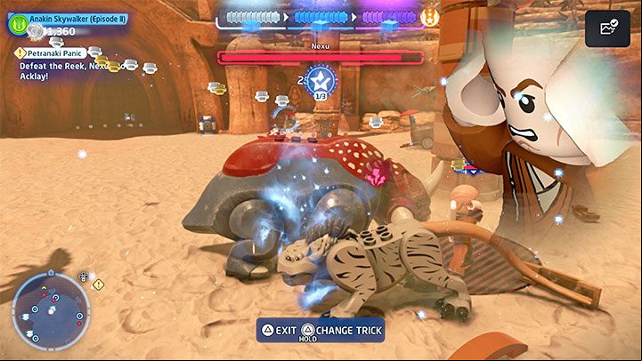 This level features 3 challenges - LEGO Skywalker Saga: Petranaki Panic - walkthrough - Episode 2 - Attack of the Clones - LEGO Skywalker Saga Guide
