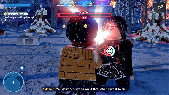 At certain moments of the duel, melee combat QTE sequences may be triggered - LEGO Skywalker Saga: Kylo Ren - boss, how to beat? - Bosses - LEGO Skywalker Saga Guide