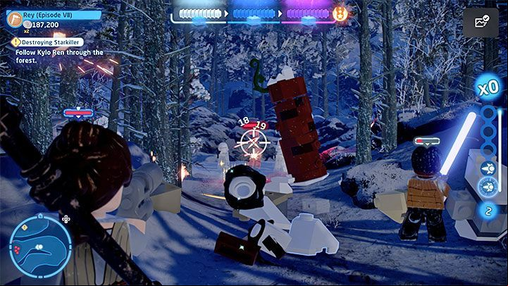 After Kylo Ren loses the first of 3 health bars, he will run away for the first time - LEGO Skywalker Saga: Kylo Ren - boss, how to beat? - Bosses - LEGO Skywalker Saga Guide