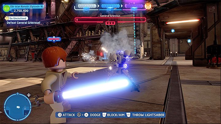 Grievous will get knocked down once again - LEGO Skywalker Saga: General Grievous - boss, how to beat? - Bosses - LEGO Skywalker Saga Guide