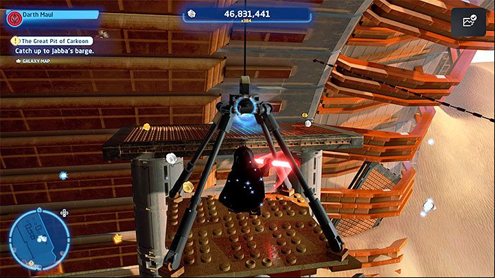 Grab the rope and swing on it as you move towards the collectible - LEGO Skywalker Saga: Niima Outpost - list of all puzzles - Jakku - LEGO Skywalker Saga Guide