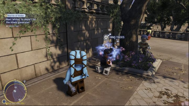 Go to the stone circle and take control of the woman sitting under the tree - LEGO Skywalker Saga: Rock Music - walkthrough - Utapau - City of Pau - LEGO Skywalker Saga Guide