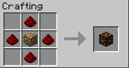 The Redstone Lamp is activated with the redstone signal - Minecraft: Redstone, transportation - recipes, list, crafting - Recipes - Minecraft Guide