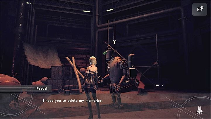 When you return to the factory, you will continue to control Pascal - Nier Automata: Chapter 14, A2 - Route C, D - walkthrough - Route C & D - NieR Automata Guide