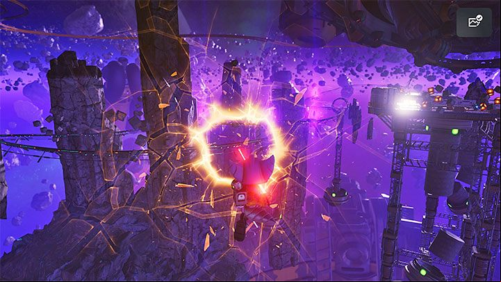 After you have done all the jumps, press L1 again to pull yourself to the rift - Ratchet & Clank Rift Apart: Repairing the anomaly and getting to the drill - walkthrough - Blizar Prime - Ratchet & Clank Rift Apart Guide