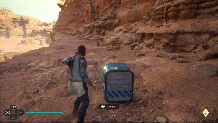 After landing on a high rock shelf, reach the chest you are looking for - Jedi Survivor: Desert Ridge on Jedha - list of secrets - Jedha - Star Wars Jedi Survivor guide