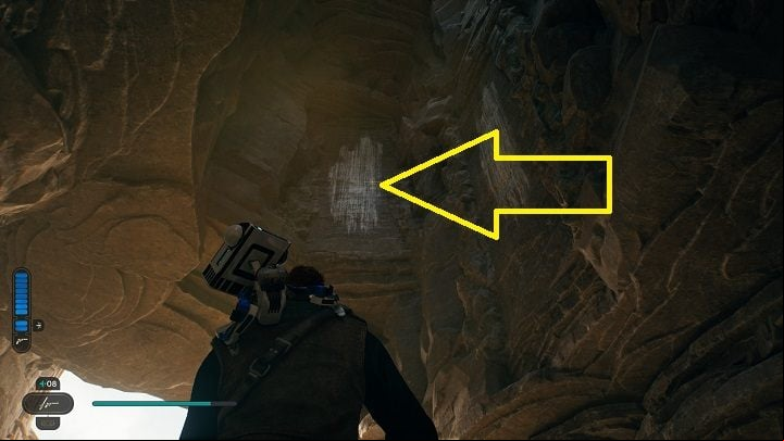 Return to the cave entrance near the meditation point, but don't leave yet - Jedi Survivor: Boiling Bluff - list of secrets - Koboh - Star Wars Jedi Survivor guide