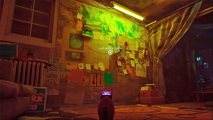 1 - Stray: The 4 clue puzzle in Clementines apartment - Midtown - Puzzles - Stray Guide, Walkthrough