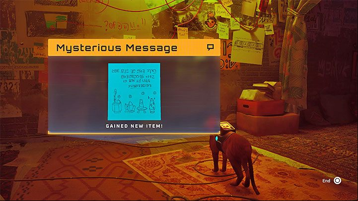 You won't find Clementine here - Stray: The 4 clue puzzle in Clementines apartment - Midtown - Puzzles - Stray Guide, Walkthrough