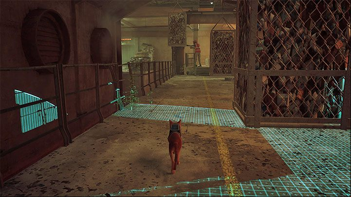 In the next areas, you have to avoid being detected by hiding behind moving obstacles - Stray: Midtown, Chapter 10 - walkthrough - Walkthrough - Stray Guide, Walkthrough