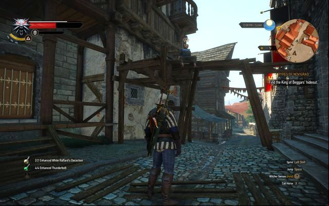A beggar sitting on the scaffolding - The Witcher 3 Wild Hunt: Pyres of Novigrad - walkthrough - Free City of Novigrad - The Witcher 3 Wild Hunt Guide