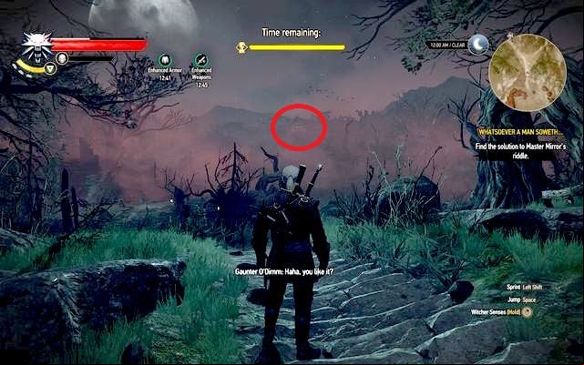 If you want to get the good ending, during the final quest (Whatsoever a Man Soweth) you will have to face Gaunter ODimm - Master Mirror - Master Mirrors riddle - New Content in The Witcher 3: Hearts of Stone Expansion - The Witcher 3 Wild Hunt Guide