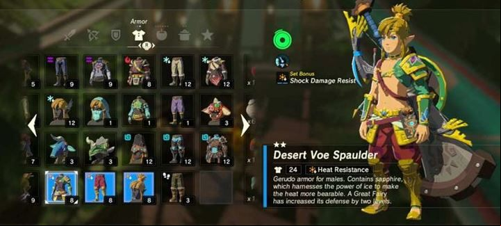 The kit is very similar to Gerudo Set - All item sets in the Zelda Breath of the Wild game - Gameplay Basics - The Legend of Zelda Breath of the Wild Guide